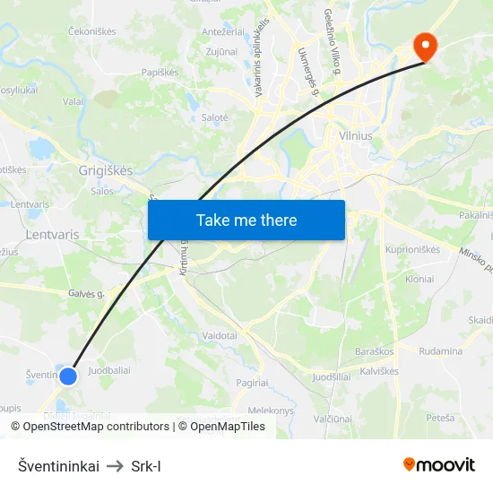 Šventininkai to Srk-I map