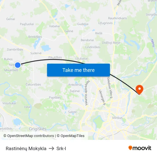Rastinėnų Mokykla to Srk-I map