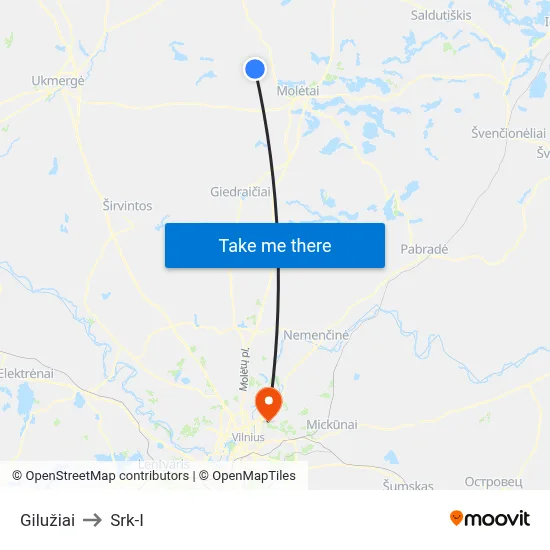 Gilužiai to Srk-I map