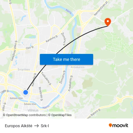Europos Aikštė to Srk-I map