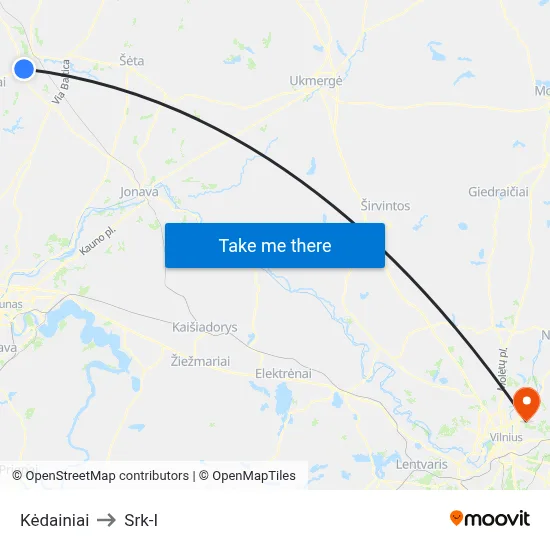 Kėdainiai to Srk-I map