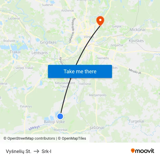 Vyšnelių St. to Srk-I map