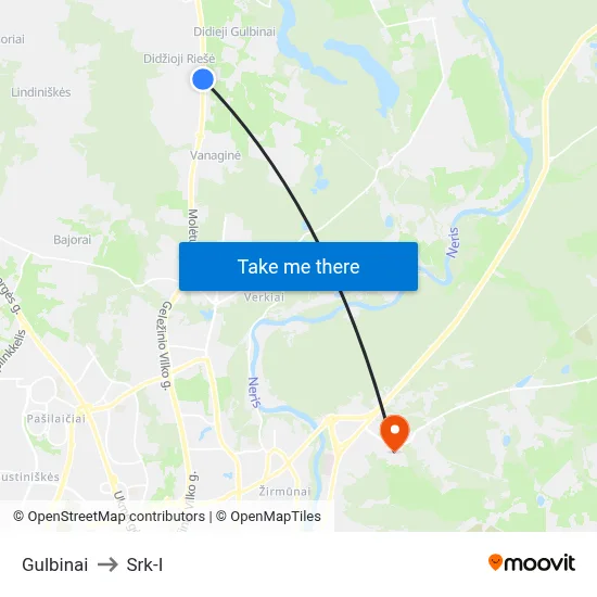Gulbinai to Srk-I map