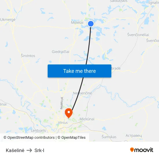 Kašelinė to Srk-I map