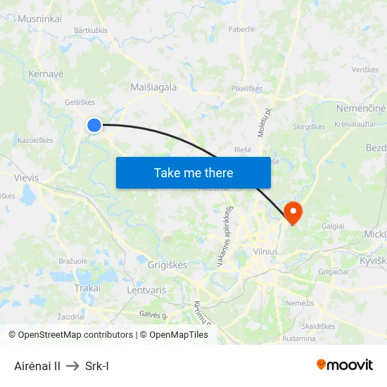Airėnai II to Srk-I map