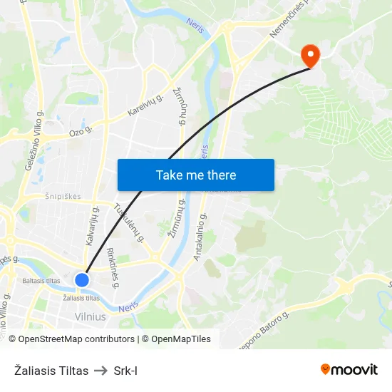 Žaliasis Tiltas to Srk-I map