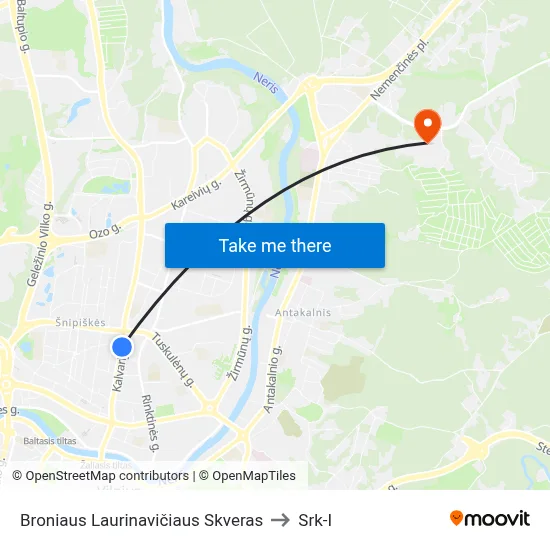 Broniaus Laurinavičiaus Skveras to Srk-I map