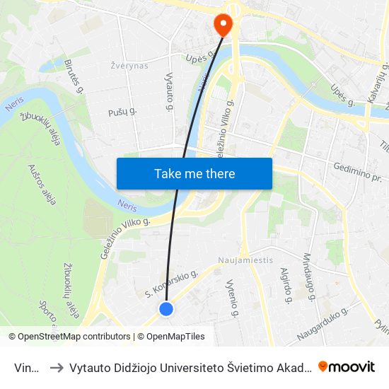 Vingis to Vytauto Didžiojo Universiteto Švietimo Akademija map