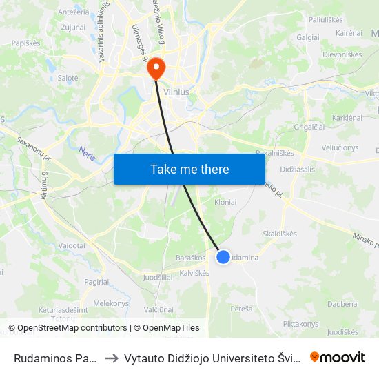 Rudaminos Paukštynas to Vytauto Didžiojo Universiteto Švietimo Akademija map