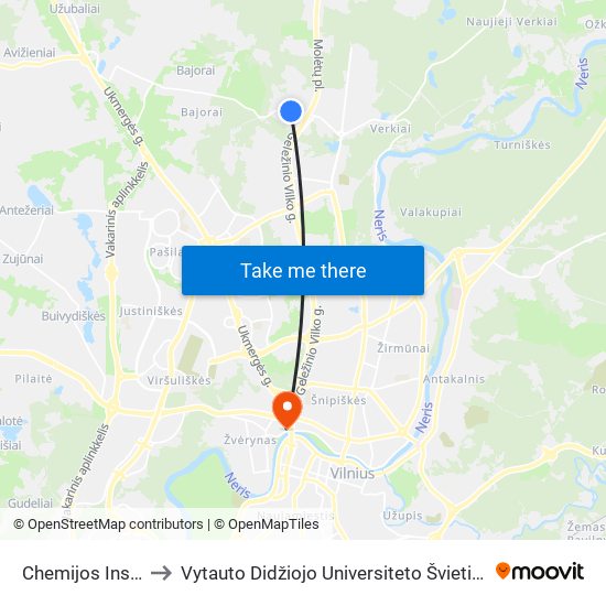 Chemijos Institutas to Vytauto Didžiojo Universiteto Švietimo Akademija map