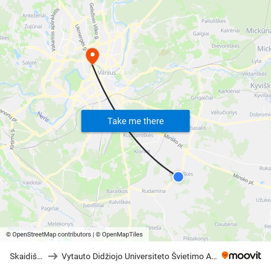 Skaidiškės to Vytauto Didžiojo Universiteto Švietimo Akademija map