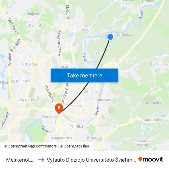 Meškeriotojų St. to Vytauto Didžiojo Universiteto Švietimo Akademija map