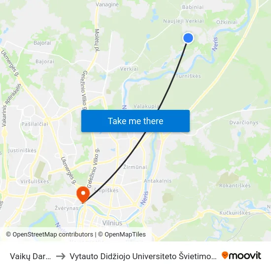 Vaikų Darželis to Vytauto Didžiojo Universiteto Švietimo Akademija map