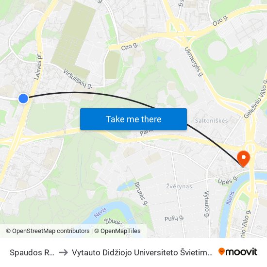 Spaudos Rūmai to Vytauto Didžiojo Universiteto Švietimo Akademija map