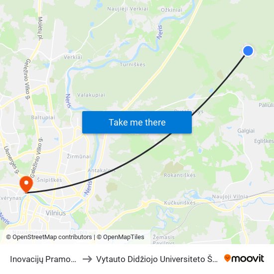 Inovacijų Pramonės Parkas to Vytauto Didžiojo Universiteto Švietimo Akademija map