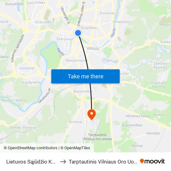 Lietuvos Sąjūdžio Kelias to Tarptautinis Vilniaus Oro Uostas map