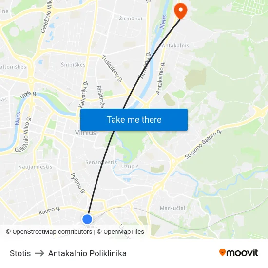 Stotis to Antakalnio Poliklinika map