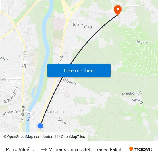 Petro Vileišio St. to Vilniaus Universiteto Teisės Fakultetas map