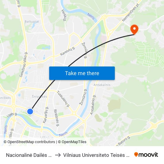 Nacionalinė Dailės Galerija to Vilniaus Universiteto Teisės Fakultetas map