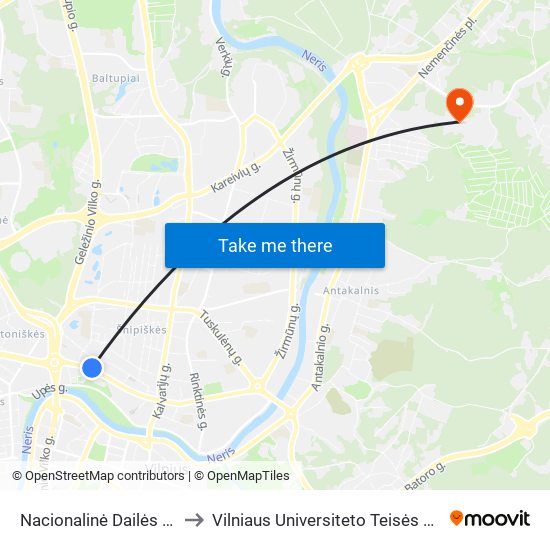 Nacionalinė Dailės Galerija to Vilniaus Universiteto Teisės Fakultetas map