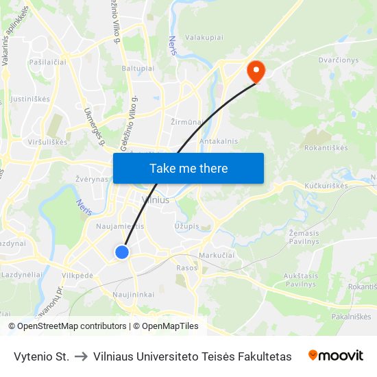 Vytenio St. to Vilniaus Universiteto Teisės Fakultetas map