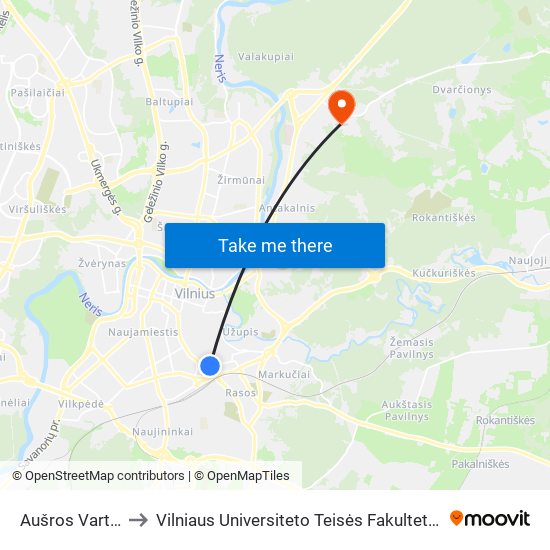 Aušros Vartai to Vilniaus Universiteto Teisės Fakultetas map