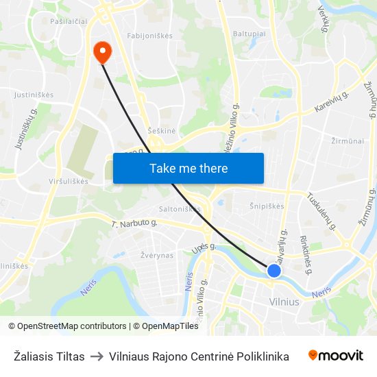 Žaliasis Tiltas to Vilniaus Rajono Centrinė Poliklinika map