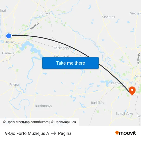 9-Ojo Forto Muziejus A to Pagiriai map