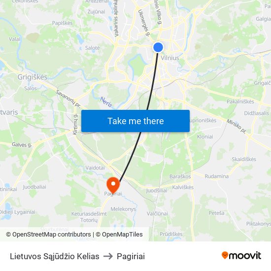 Lietuvos Sąjūdžio Kelias to Pagiriai map