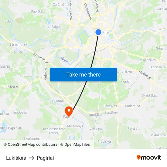 Lukiškės to Pagiriai map