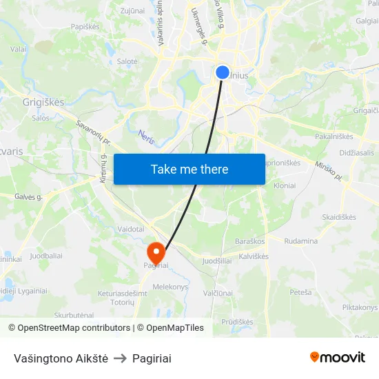 Vašingtono Aikštė to Pagiriai map