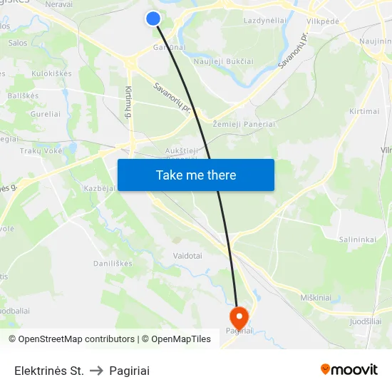Elektrinės St. to Pagiriai map