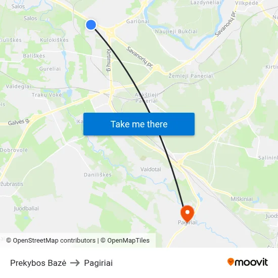 Prekybos Bazė to Pagiriai map