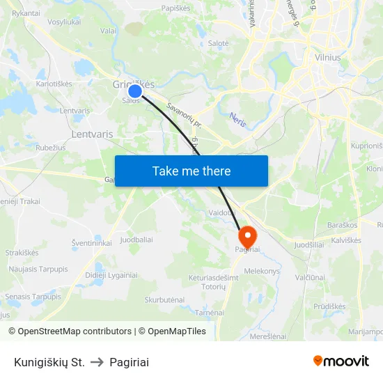 Kunigiškių St. to Pagiriai map