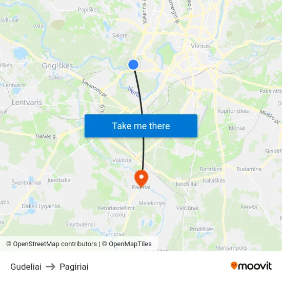 Gudeliai to Pagiriai map