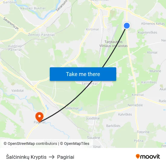 Šalčininkų Kryptis to Pagiriai map