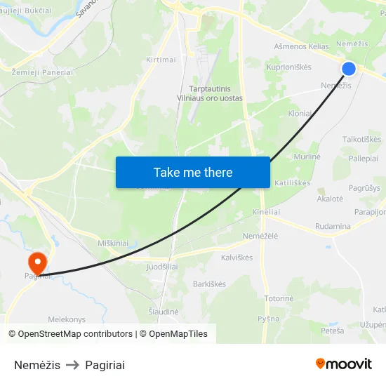 Nemėžis to Pagiriai map