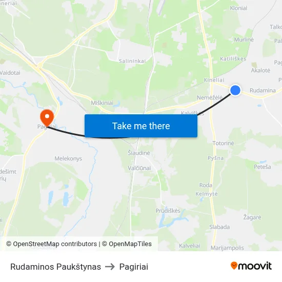 Rudaminos Paukštynas to Pagiriai map