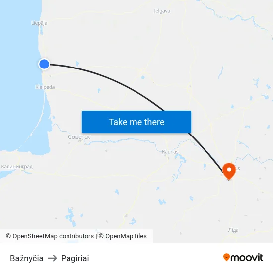 Bažnyčia to Pagiriai map