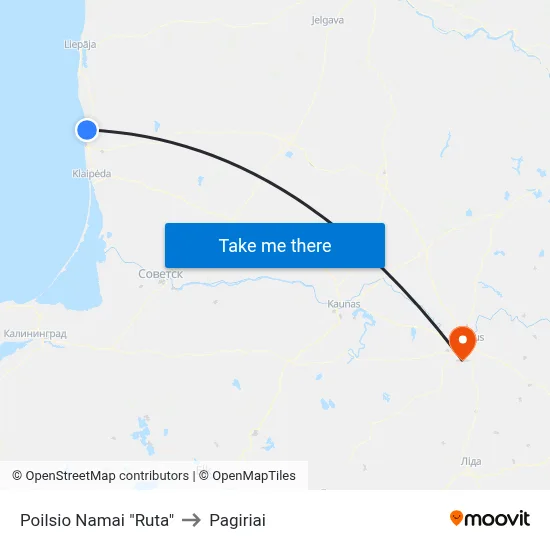 Poilsio Namai "Ruta" to Pagiriai map