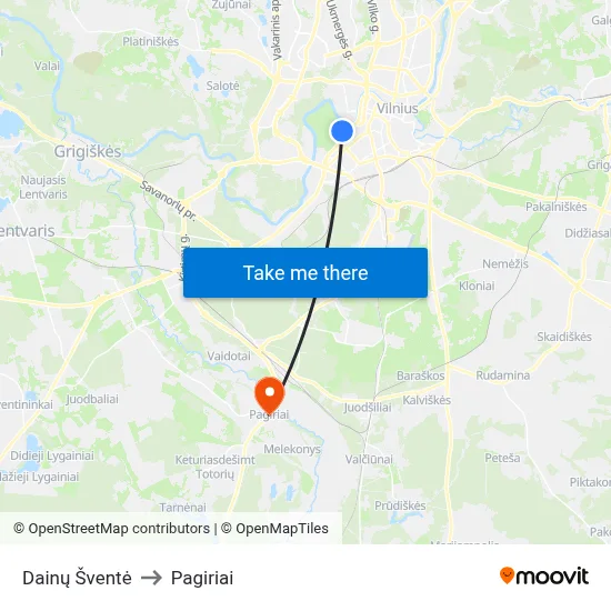 Dainų Šventė to Pagiriai map