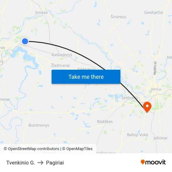 Tvenkinio G. to Pagiriai map