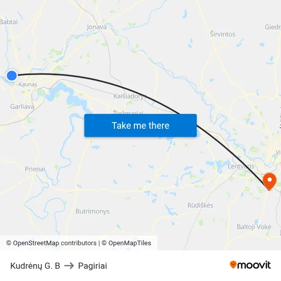 Kudrėnų G. B to Pagiriai map
