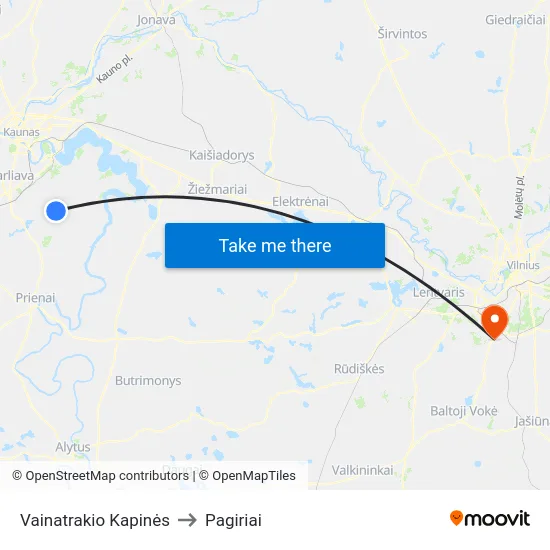 Vainatrakio Kapinės to Pagiriai map