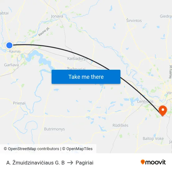 A. Žmuidzinavičiaus G. B to Pagiriai map