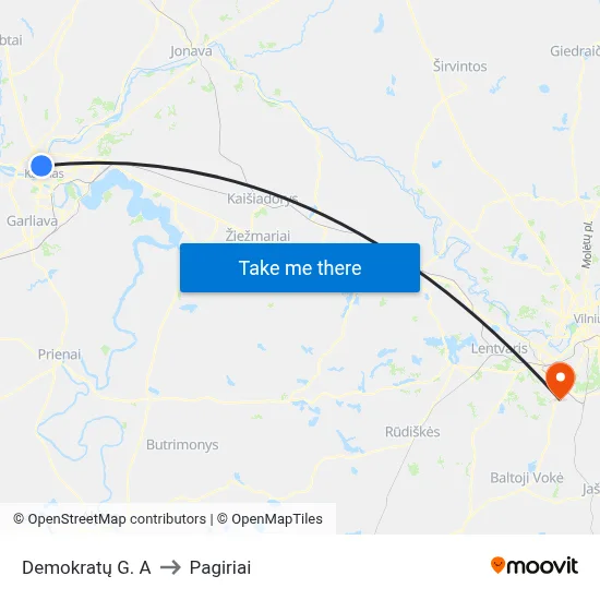 Demokratų G. A to Pagiriai map