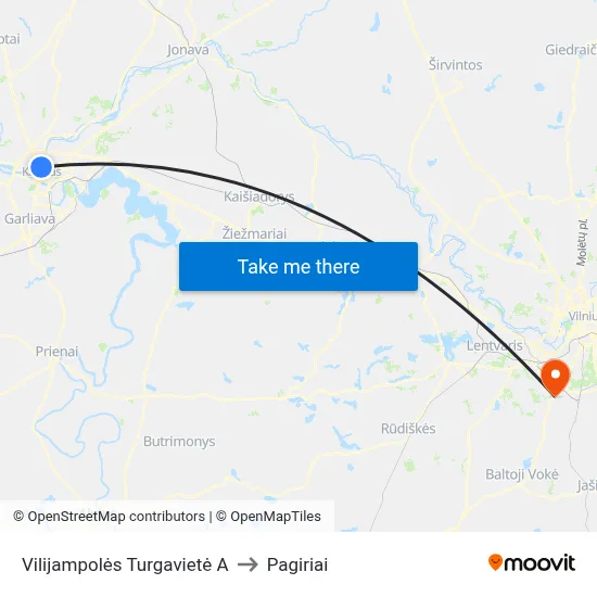 Vilijampolės Turgavietė A to Pagiriai map