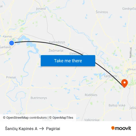 Šančių Kapinės A to Pagiriai map