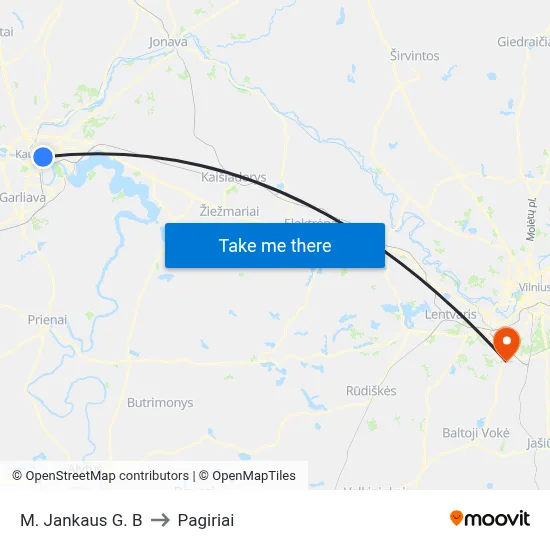 M. Jankaus G. B to Pagiriai map