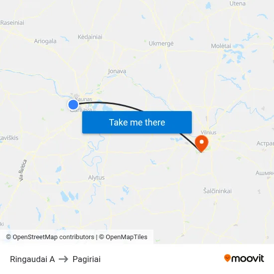 Ringaudai A to Pagiriai map